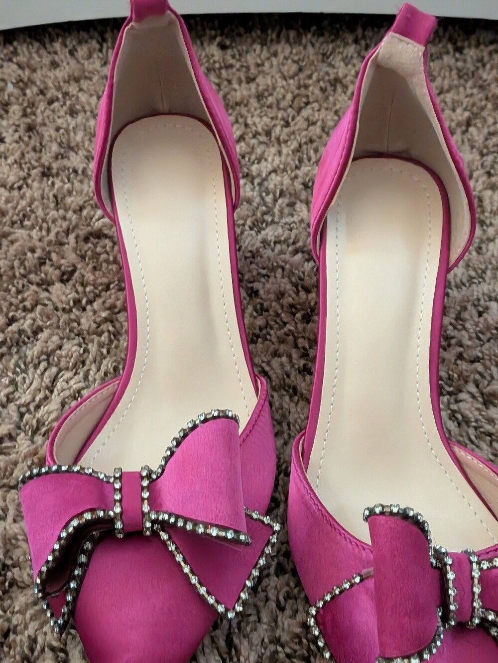 DSW Pink Bow Pointed-Toe Slingback Heels with Crystal Trim